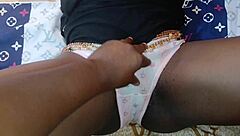 Sexy Black Petite Teen Rides Friend's Big Cock Hard At Home