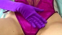 Purple satin lingerie thong fuck play with colombian babe