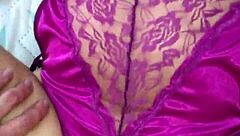 Purple satin lingerie thong fuck play with colombian babe