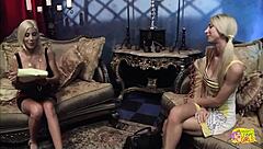 an experienced milf introduces a cute blonde to incredible lesbian action in a dark atmosphere