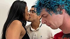 Beautiful Brazilian Latina Provoked Into Intense Pussy And Ass Fucking By Two Well-Endowed Men