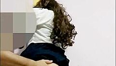 stepsister teases with short uniform skirts, finally getting fucked in school skirt after years.