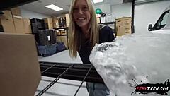 i sneakily fuck my hot teen coworker in the warehouse but get caught
