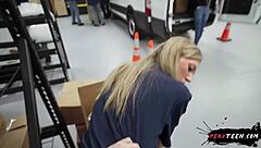 i sneakily fuck my hot teen coworker in the warehouse but get caught