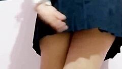 stepsister teases with short uniform skirts, finally getting fucked in school skirt after years.