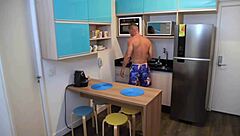 good husband dominates athletic housewife with bdsm before work