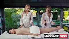 nancy gets oiled massage from hailey and tiffany