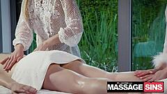 nancy gets oiled massage from hailey and tiffany