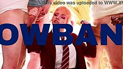 Gloryhole teen sucks cock and swallows cum