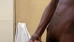 Raw scene of busting nut on big black cock in public bathroom toilet