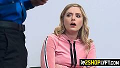 Blonde shoplifter respects the law with rough big cock encounter