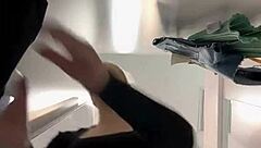 Masturbating to orgasm in the changing room with wet pussy!