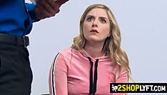 Blonde shoplifter respects the law with rough big cock encounter