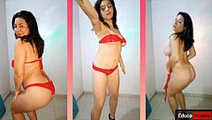 Lauxnow teases with striptease in heels.