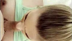 my hot blonde roommate sucks my cock greedily.