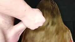 Taboo cum on stepmom's long hair