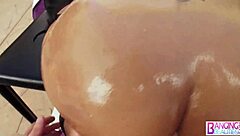 Yasmine De Leon gags on interracial anal with cumshot