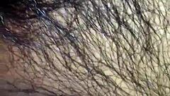 Thick hairy pussy bitch gets wet nipples sucked while riding cock