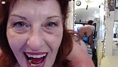 Curvy redhead PAWG DawnSkye1962 wears sexy stockings and topless for JOI countdown