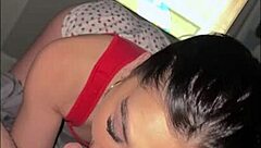 College freshman Delilah Dagger teases and fucks frat guy after party in cowgirl and doggystyle positions.