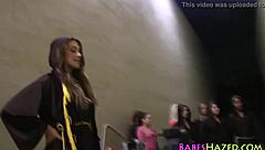 lesbians spank pledges at college party outdoors