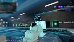 alone in indoor pool with shy girl leads to rough doggystyle fucking bent over