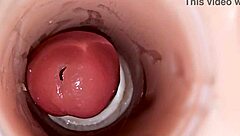 camera dives deep inside wet pussy capturing huge squirting cum load explosion 💦🍆