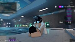 alone in indoor pool with shy girl leads to rough doggystyle fucking bent over