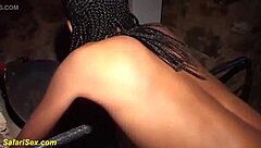 Skinny hairy African teen gets extreme doggystyle fucking from big cock until cumshot.