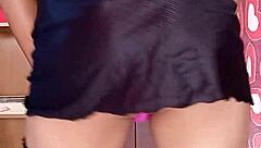 Watch me dancing sexy in this shiny pink thong - oh yeah!