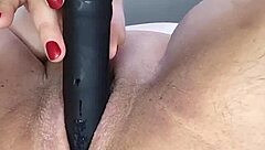 Bbw Grace with fat pussy goes for a quick dildo fuck at home office!