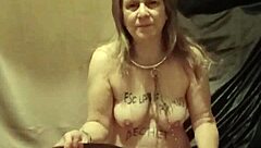 Oh, feel those belt strikes on me as your bound slave. I'm enduring this intense humiliation and bondage orgasm in homemade clip.