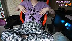 Virgin teases nipples to orgasm