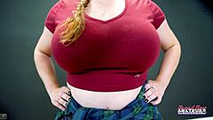 Busty blue-eyed hottie Gwen contrasts fat curves with intense banging and cum swallowing