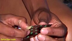 Skinny hairy African teen gets extreme doggystyle fucking from big cock until cumshot.