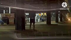 wife enjoys wild action with a fan on the light rail