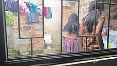 Latina housewives turn up the heat with steamy homemade porn after finishing their laundry chores