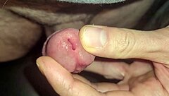 sticky slidy precum leads to european amateur close up cum