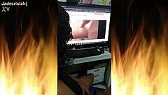 curly brunette jade teases with wet lingerie close up