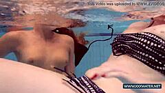 Katrin And Lucy Show Off Big Tits While Swimming Underwater In Bikinis At The Pool