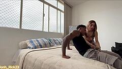 Whoa, check out this muscular negao pounding that skinny brazilian hottie hard! 🔥🍑