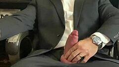 Jason collins lights up cigar while stroking his tattooed boner hard