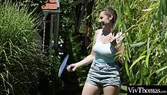 hey, let's make up with passionate kisses and intense pussy licking outdoors