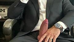 Jason collins lights up cigar while stroking his tattooed boner hard