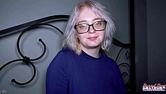 Silver blonde coed annie archer sucks cock and gets wet pussy fucked deeply