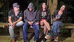 peruvian latina hotwife enjoys dogging with brazilian amateur in public outdoor bent over action