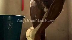 join me in the shower for jerk off instructions with black amateur solo fingering big natural tits and wet pussy lips