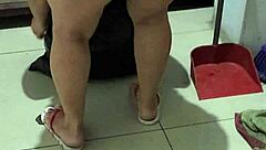 Hot Stepmom Latina MILF Flashes Big Tits And Ass In Bathroom Lingerie