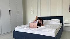 discovered my friend works as a webcam model and took the chance to fuck her tight pussy