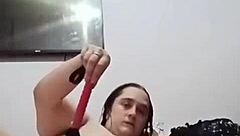 uh, i'm so horny and alone at home, gotta relieve myself, masturbating with my toy, my pussy's soaked and i have multiple orgasms